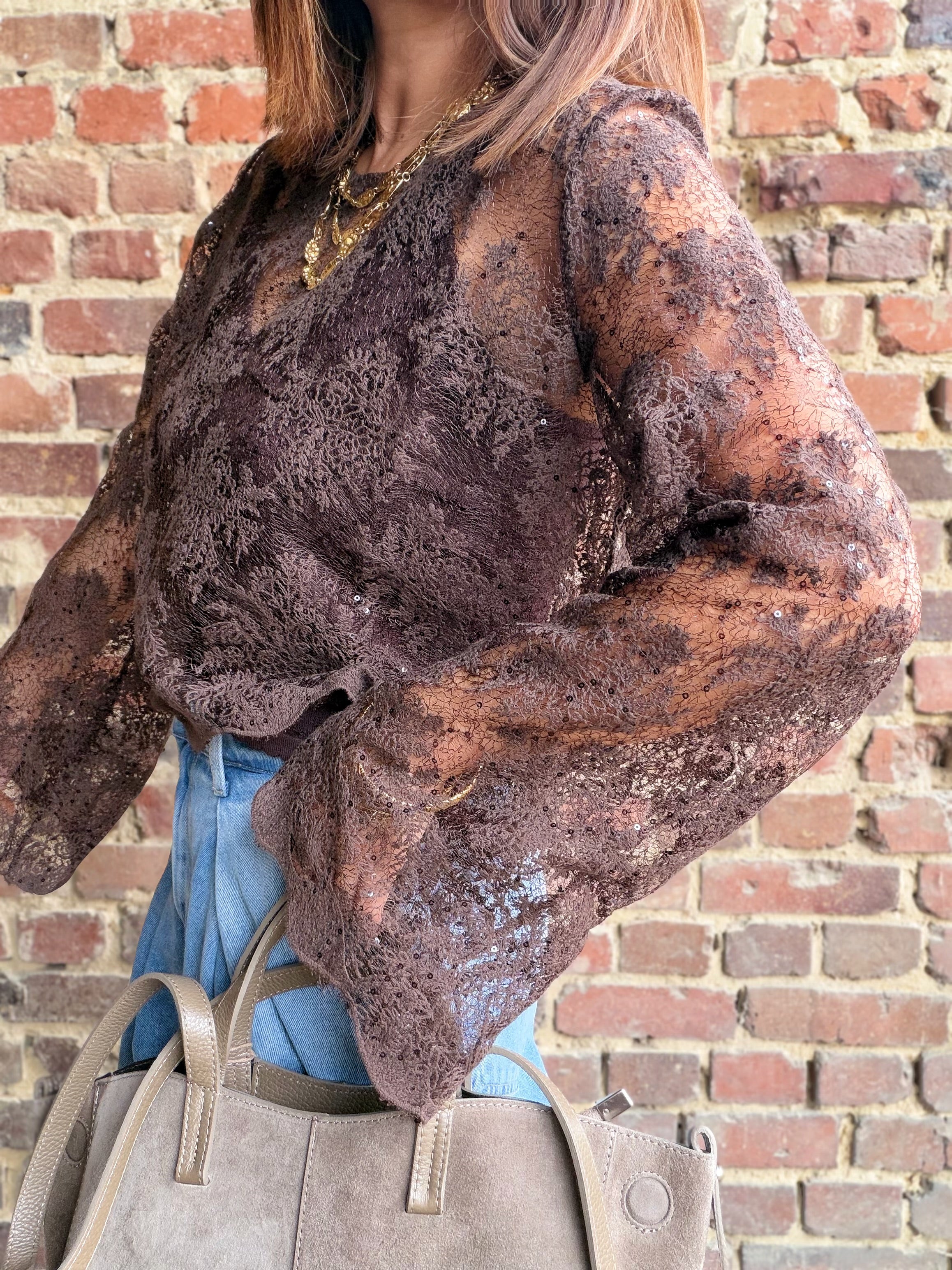 Blouse transparente choco à sequins