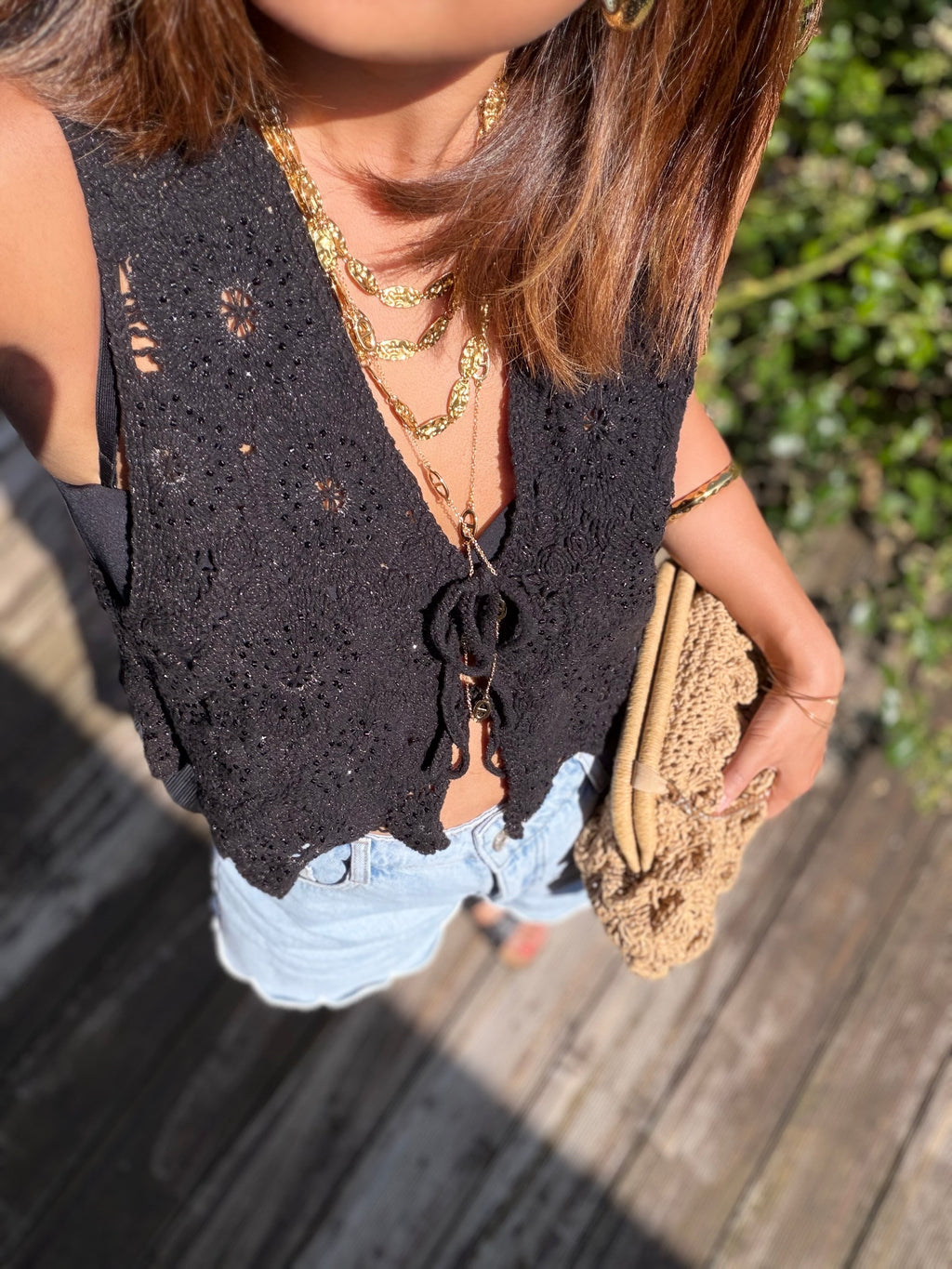 Gilet crochet noir