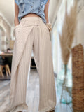 Pantalon écru à rayures