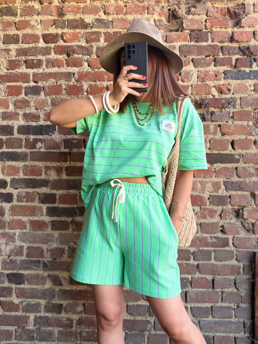 Ensemble rayé vert