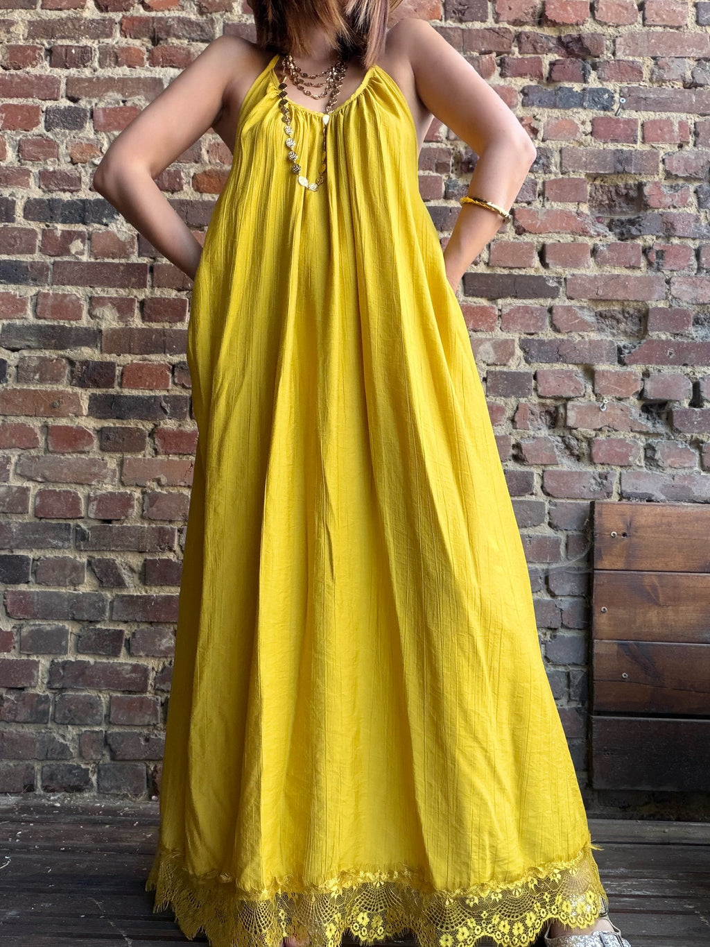 Robe longue d’été jaune