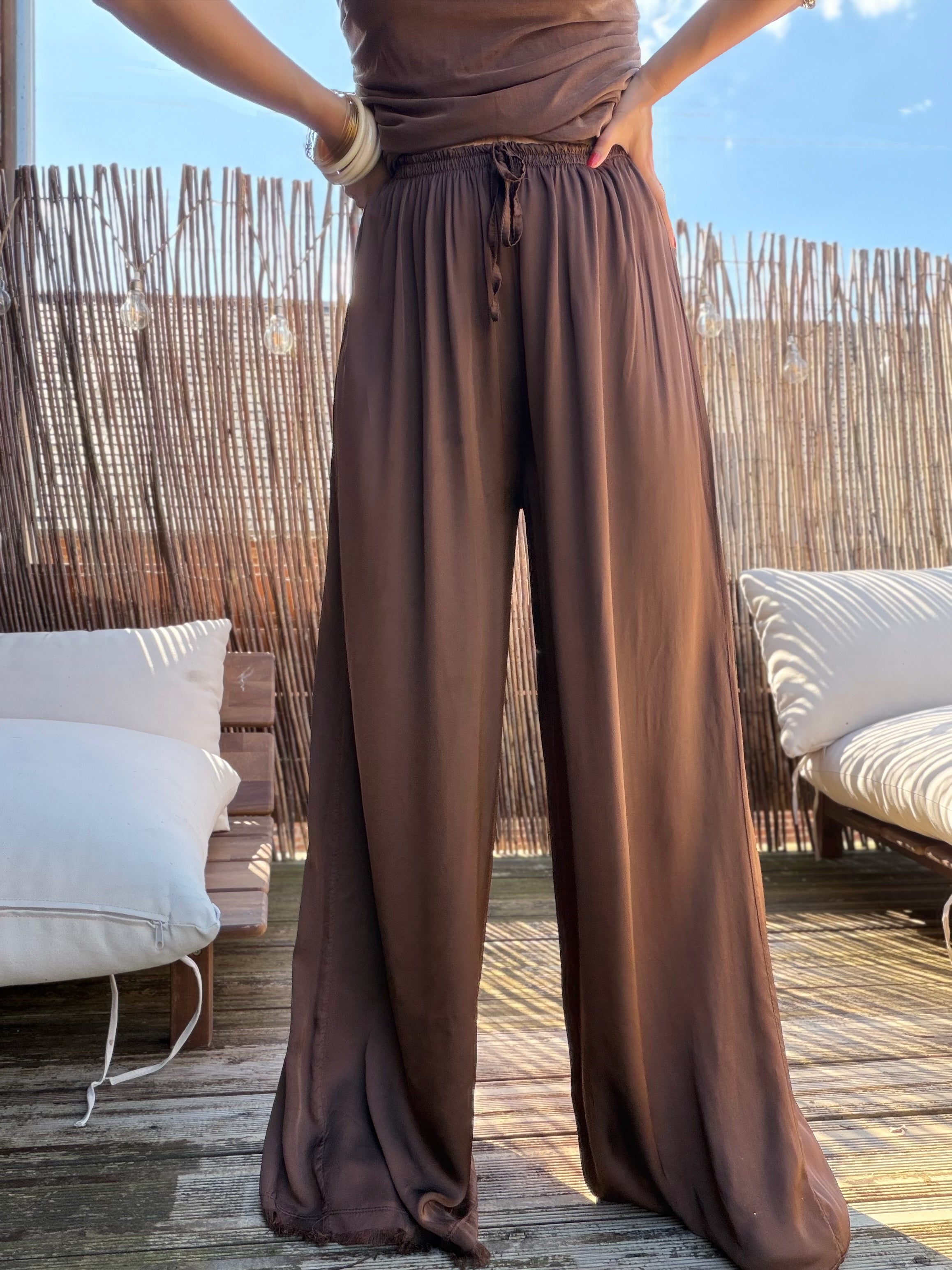 Pantalon fluide choco