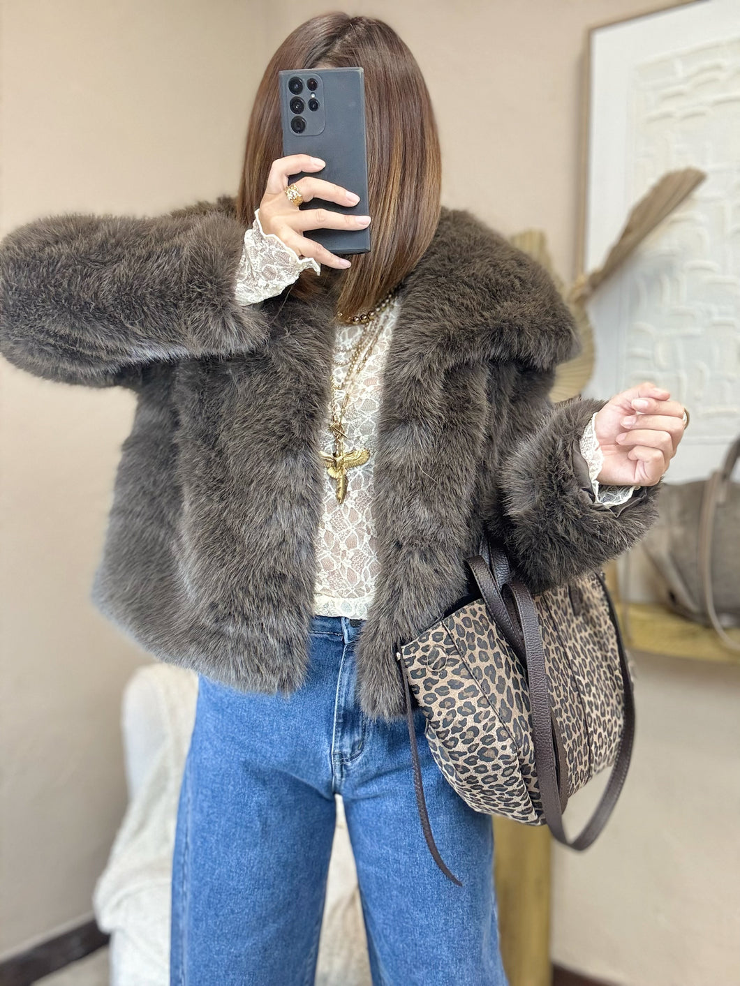 Manteau  fausse fourrure choco