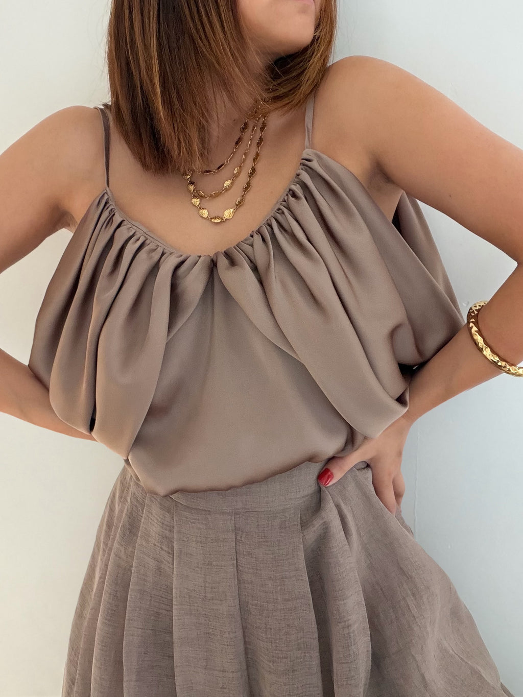 Top satiné bronze