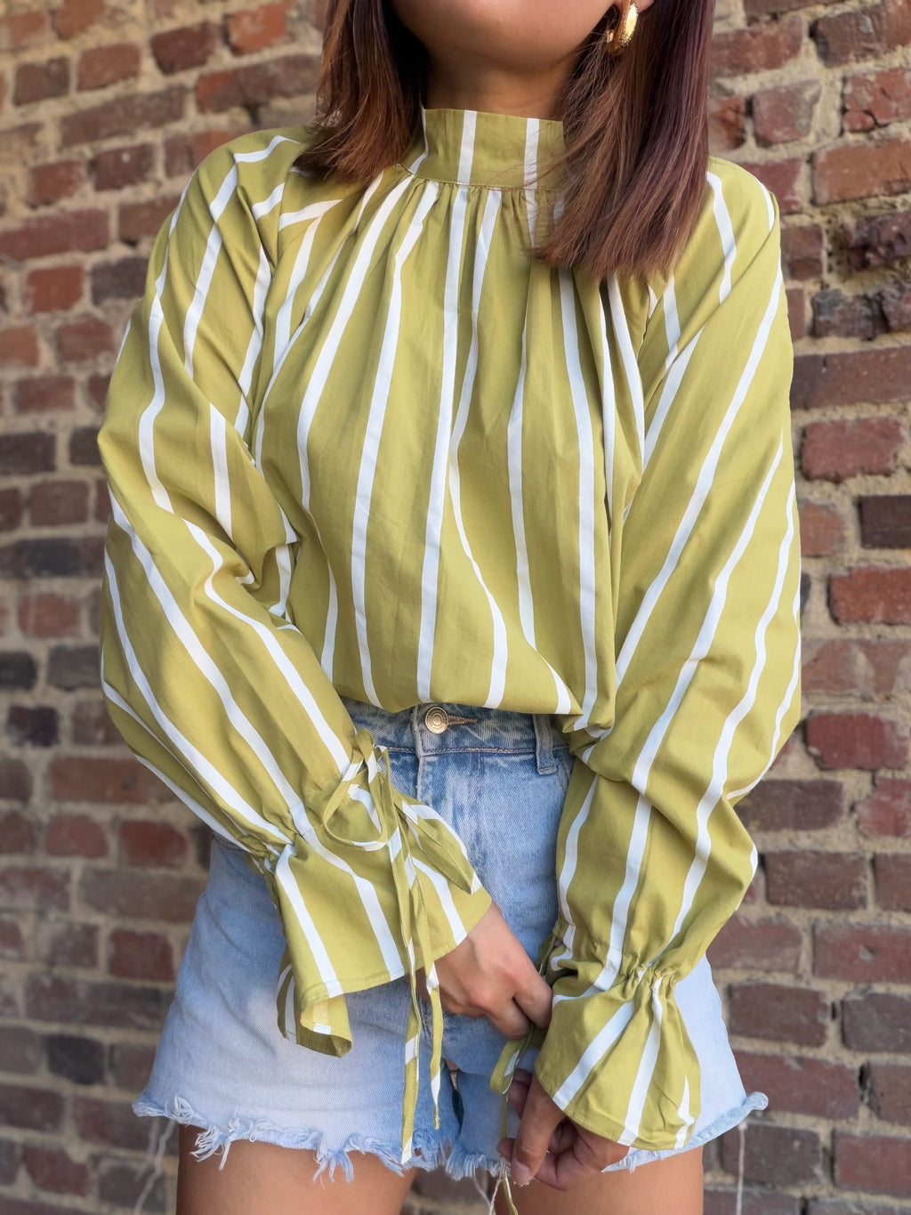 Blouse verte rayée