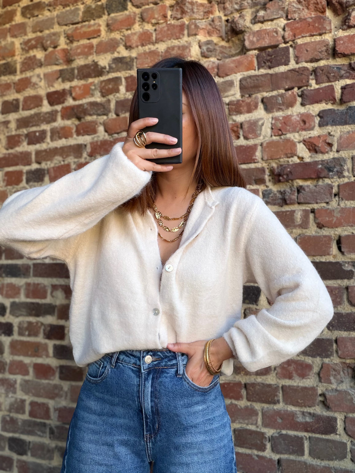 Gilet écru en maille