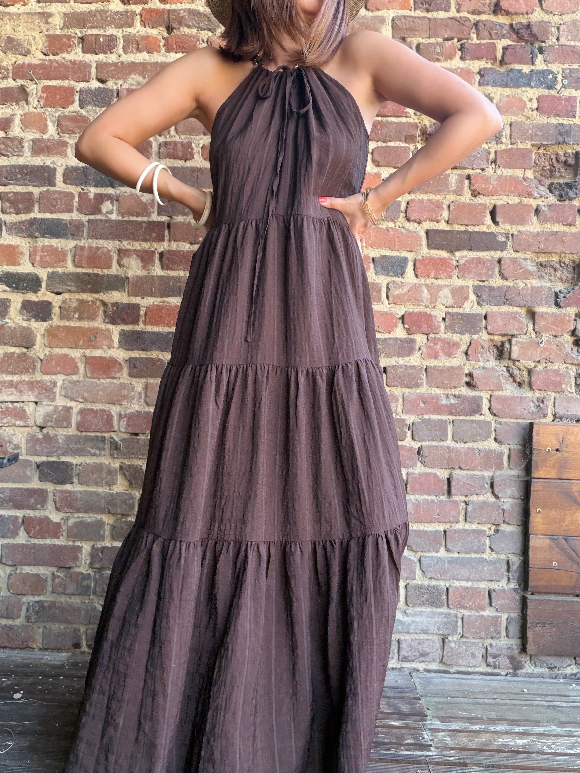 Robe chocolat longue bohème