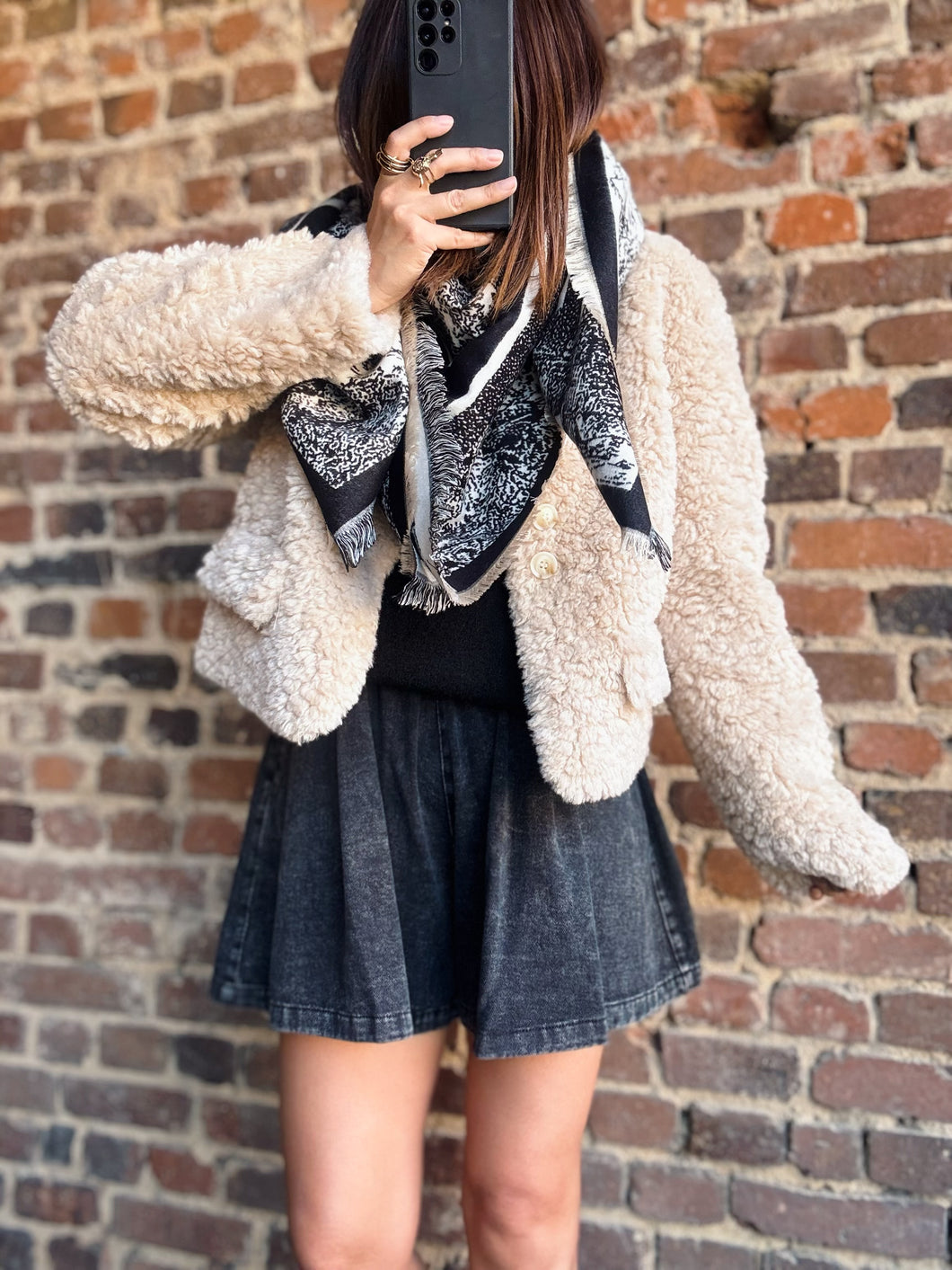 Manteau moumoute beige