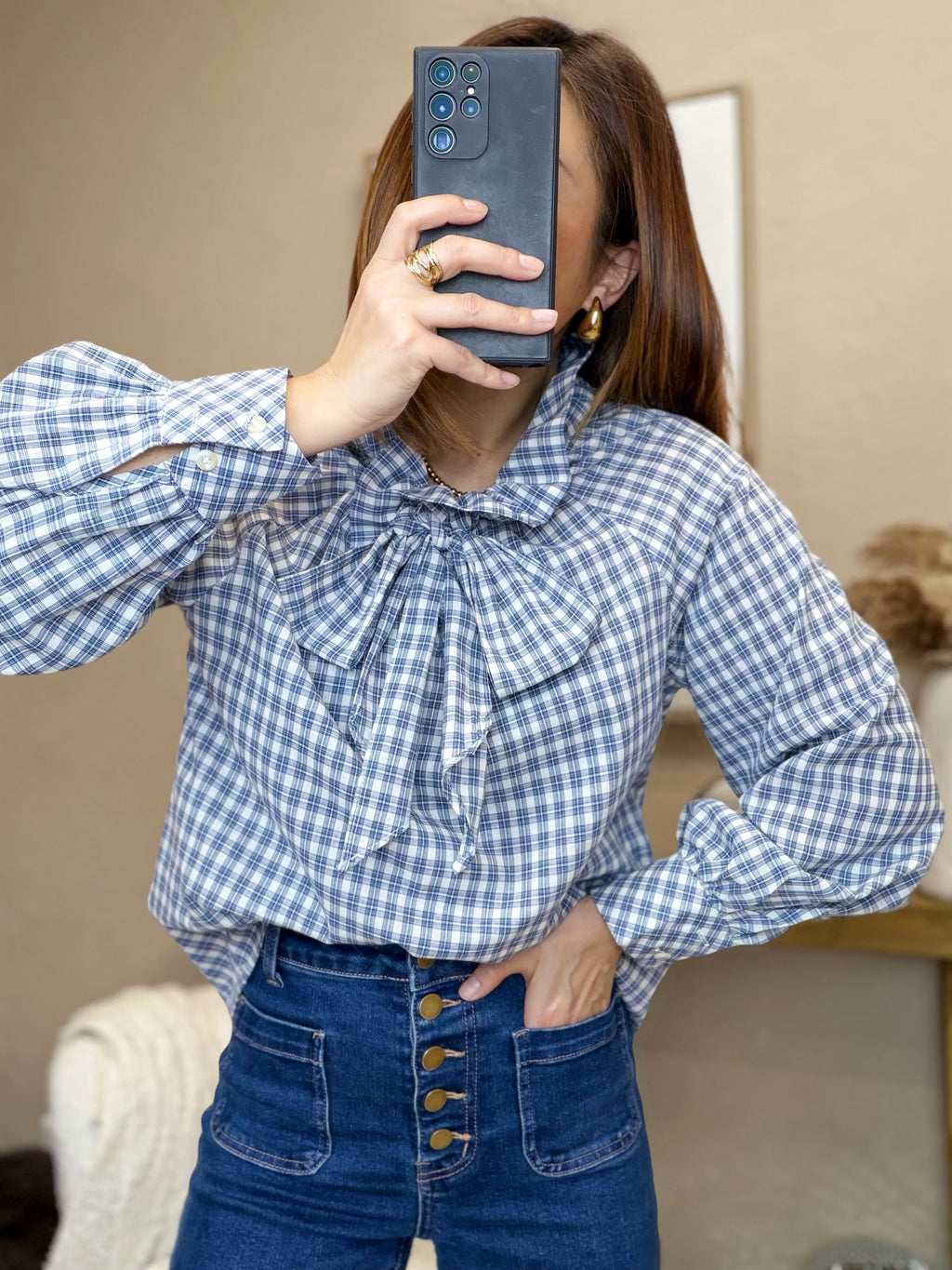 Blouse carreaux bleus