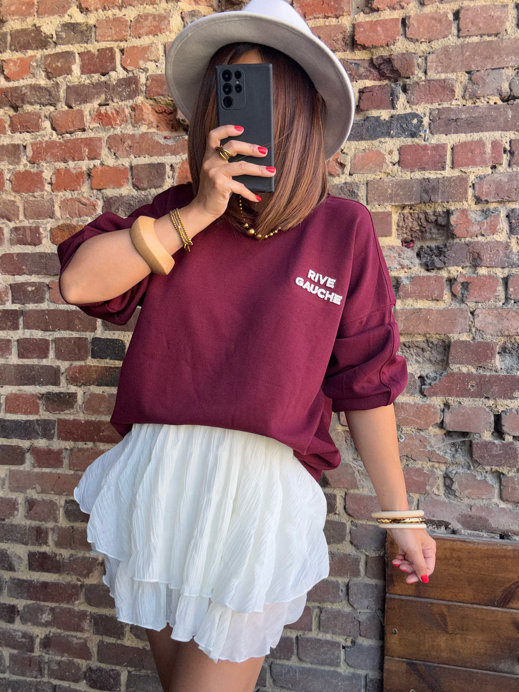 Sweat mi long bordeaux
