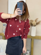 Charger l'image dans la galerie, Gilet rouge cœurs roses
