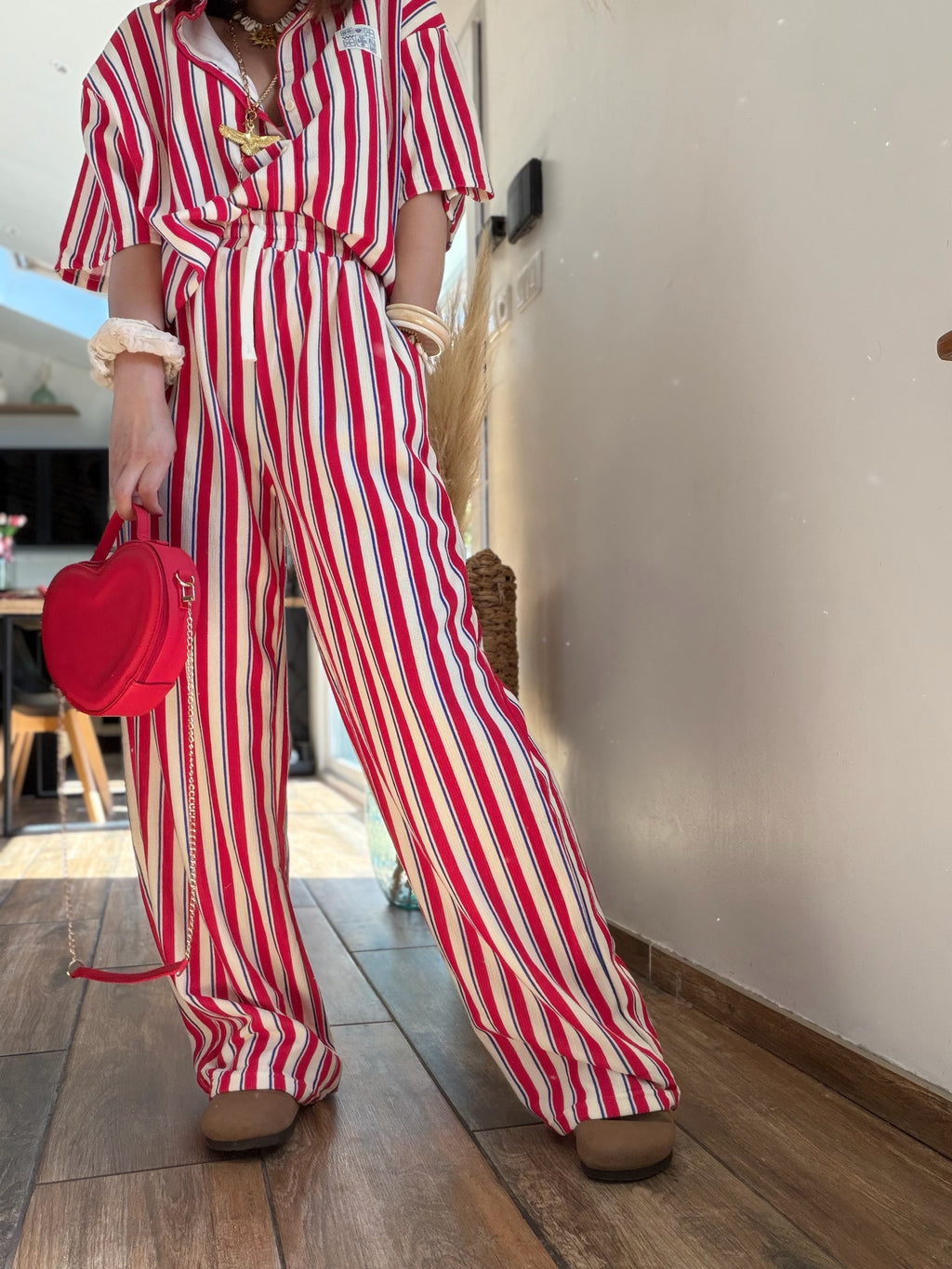 Ensemble rayé rouge