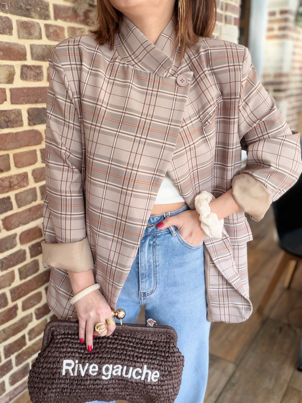 Blazer croisé à carreaux