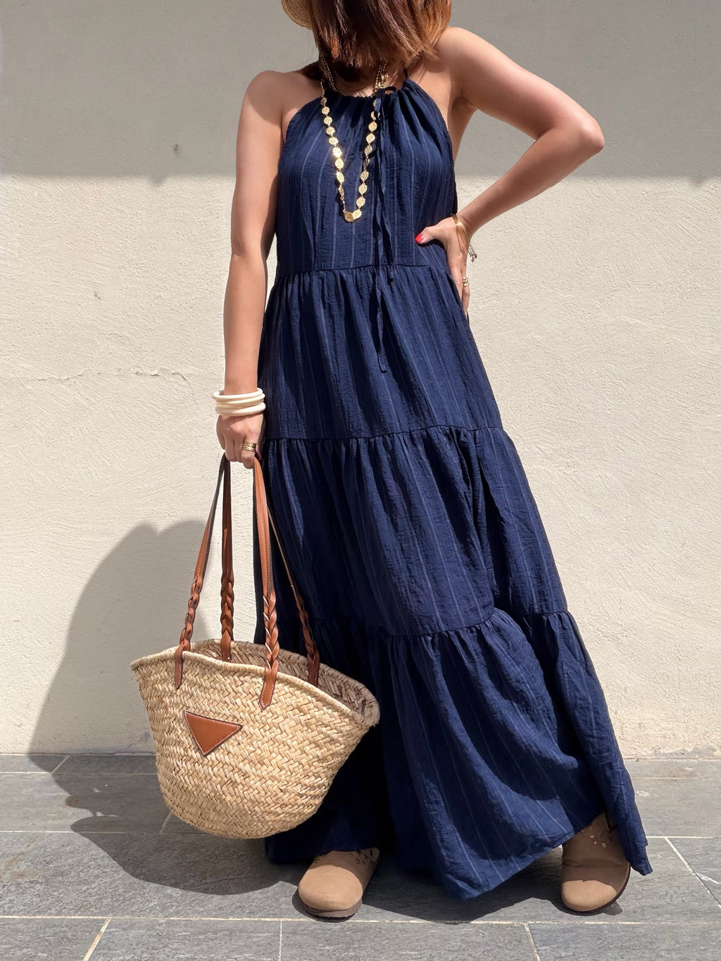Robe bleue  longue bohème
