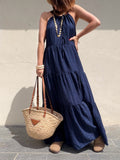 Robe bleue  longue bohème