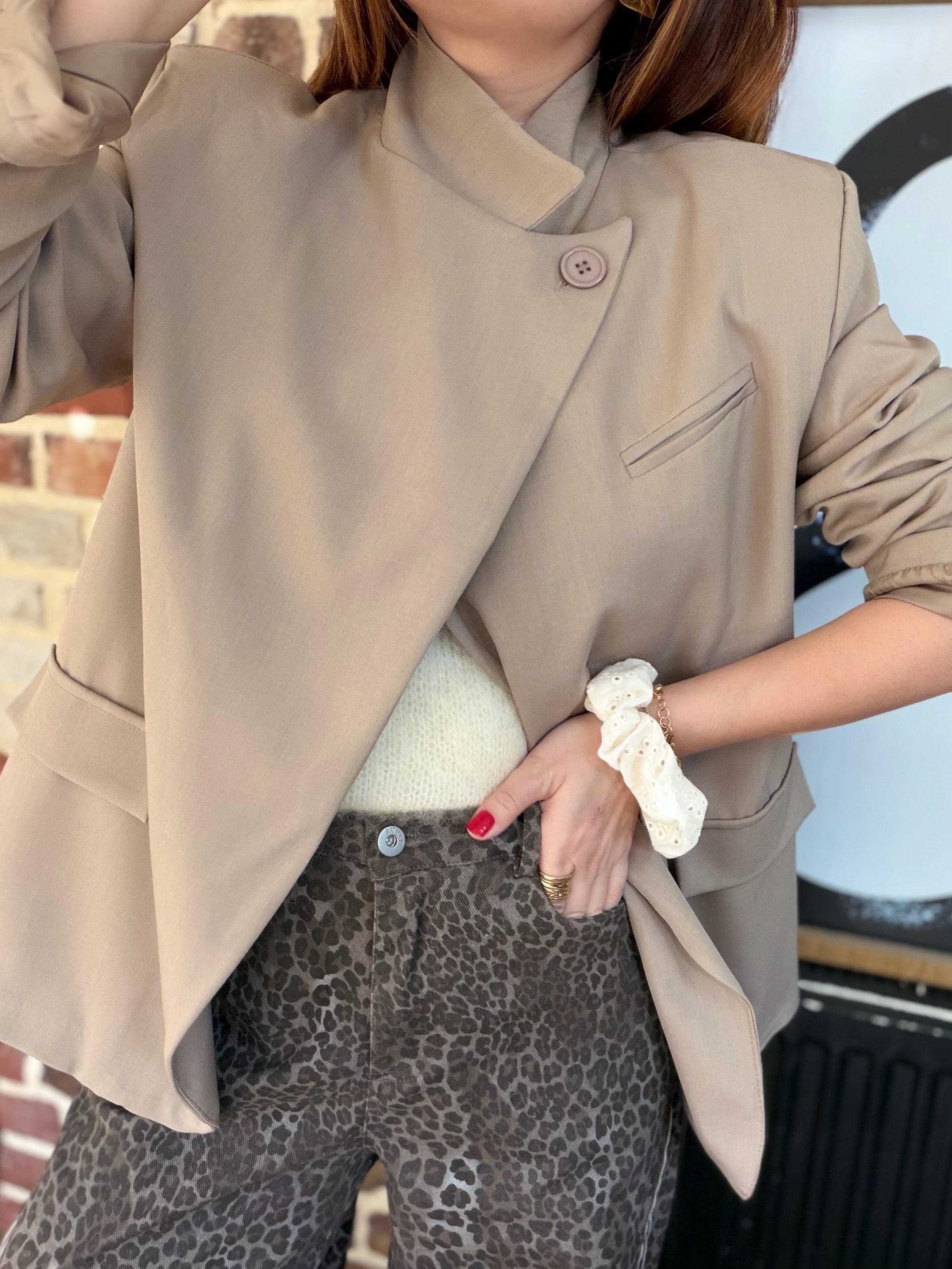 Blazer croisé taupe