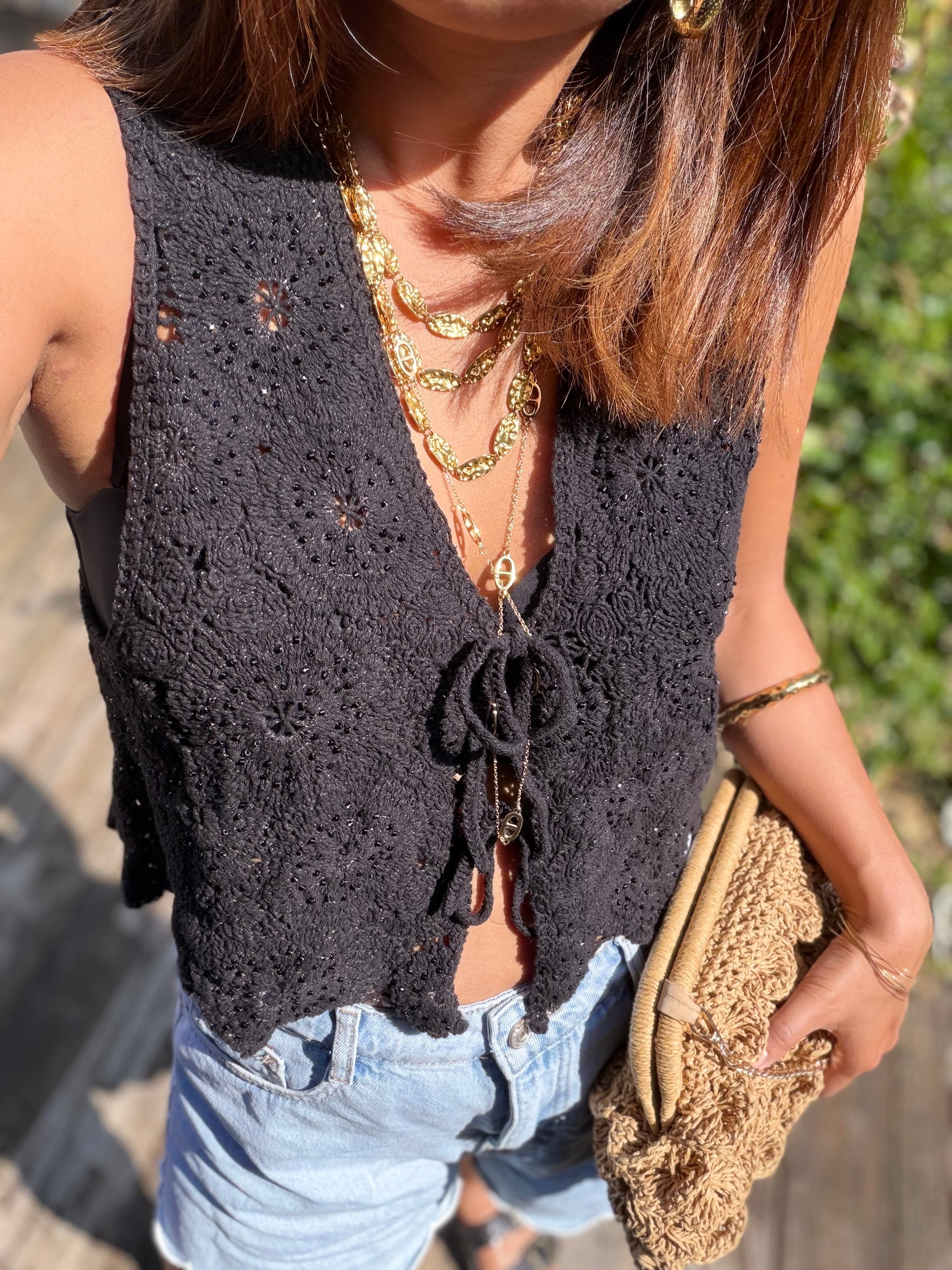 Gilet crochet noir