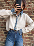 Gilet bi matière jean