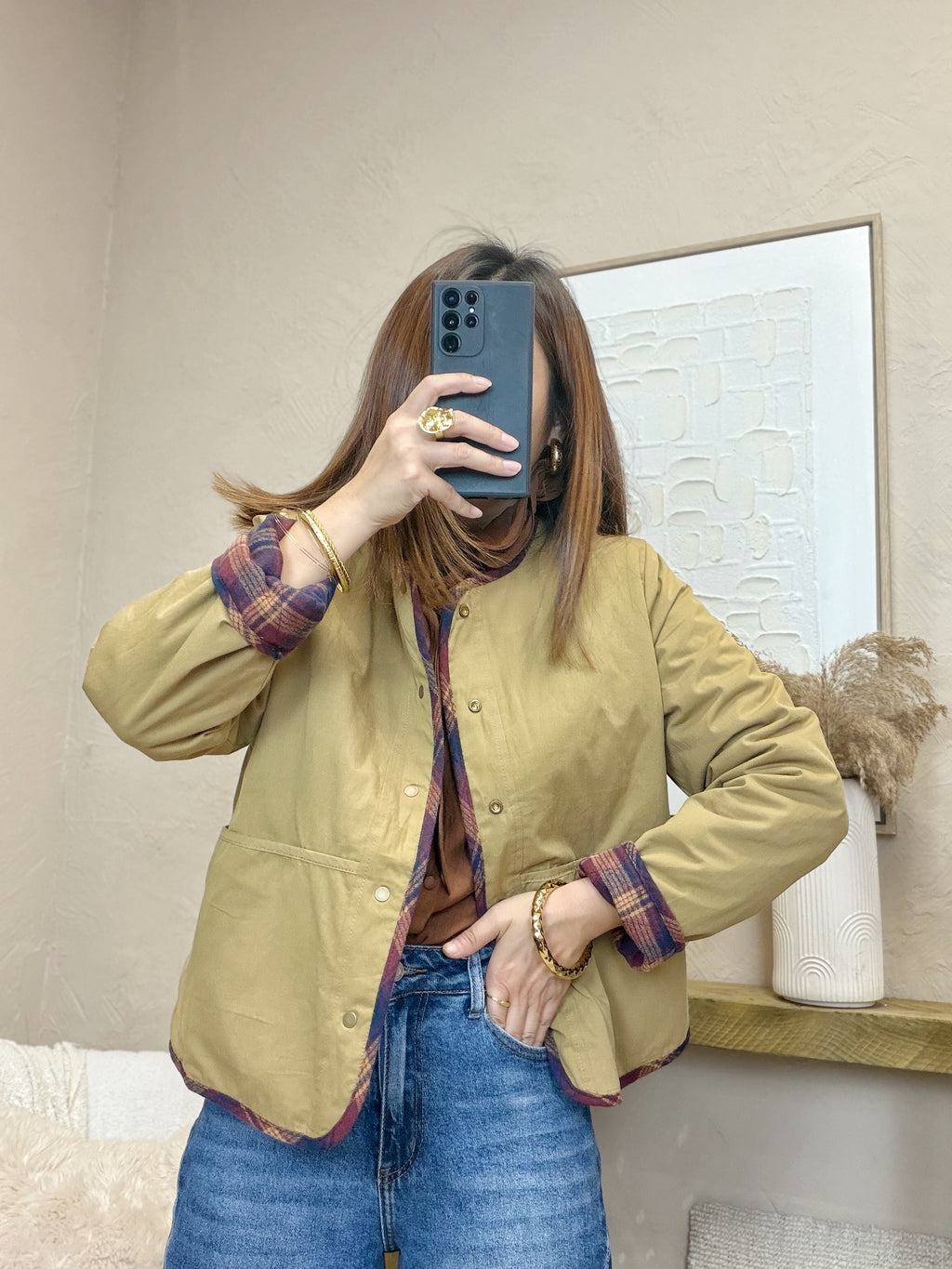 Veste à carreaux réversible