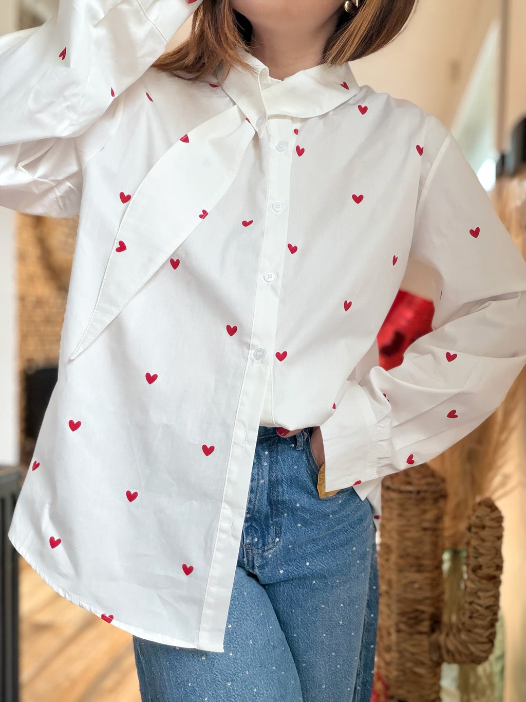 Chemise cœur rouge