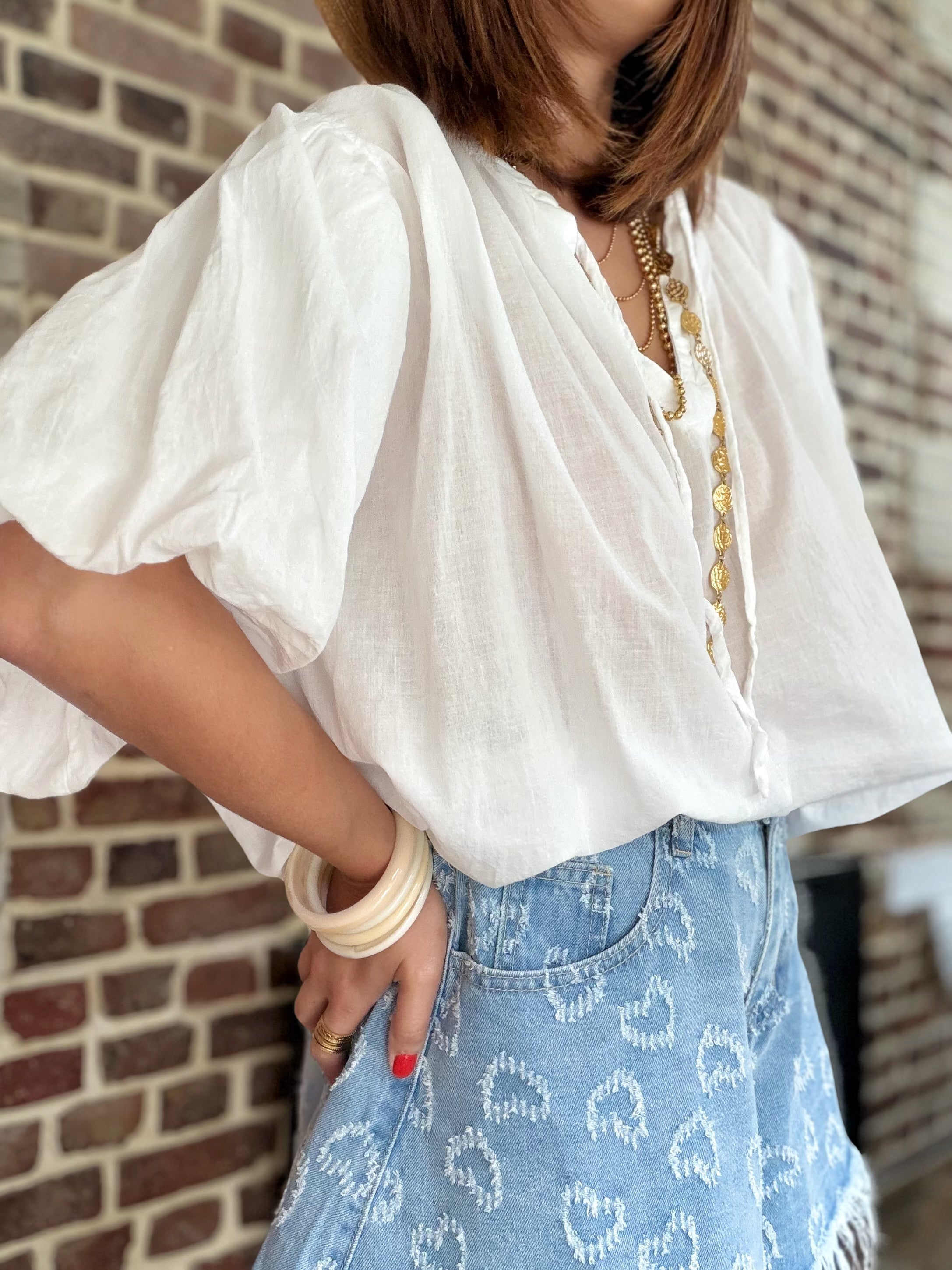 Blouse blanche  manches bouffantes