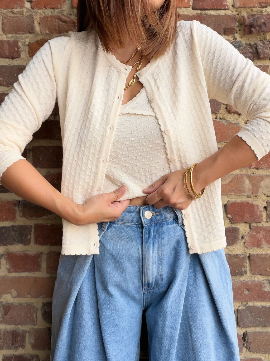 Gilet manches longues beige