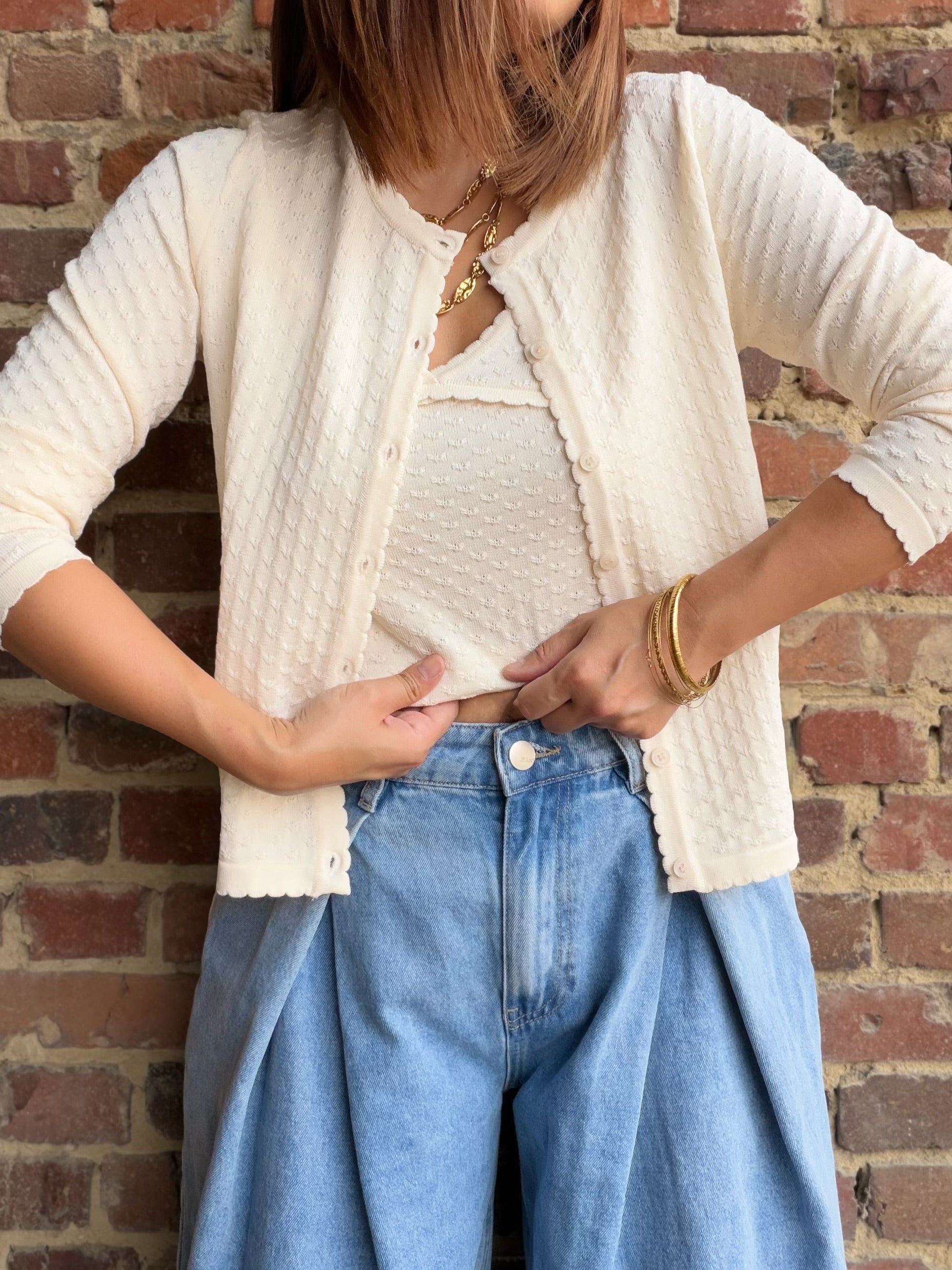Gilet manches longues beige