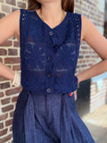 Gilet bleu crochet