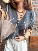 Charger l&#39;image dans la galerie, Gilet mi-long gris losange
