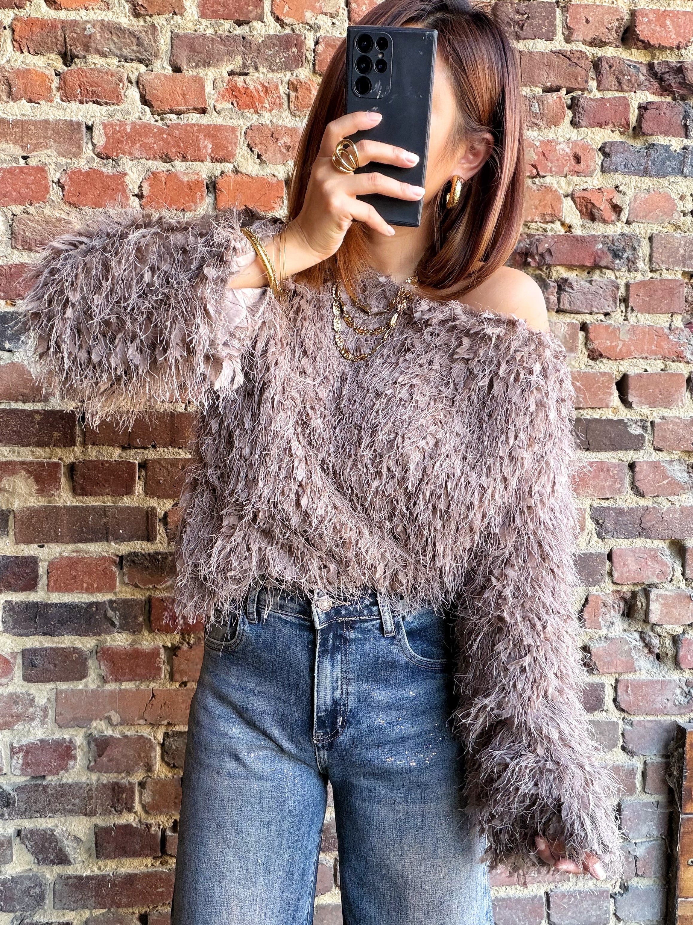Pull plume taupe