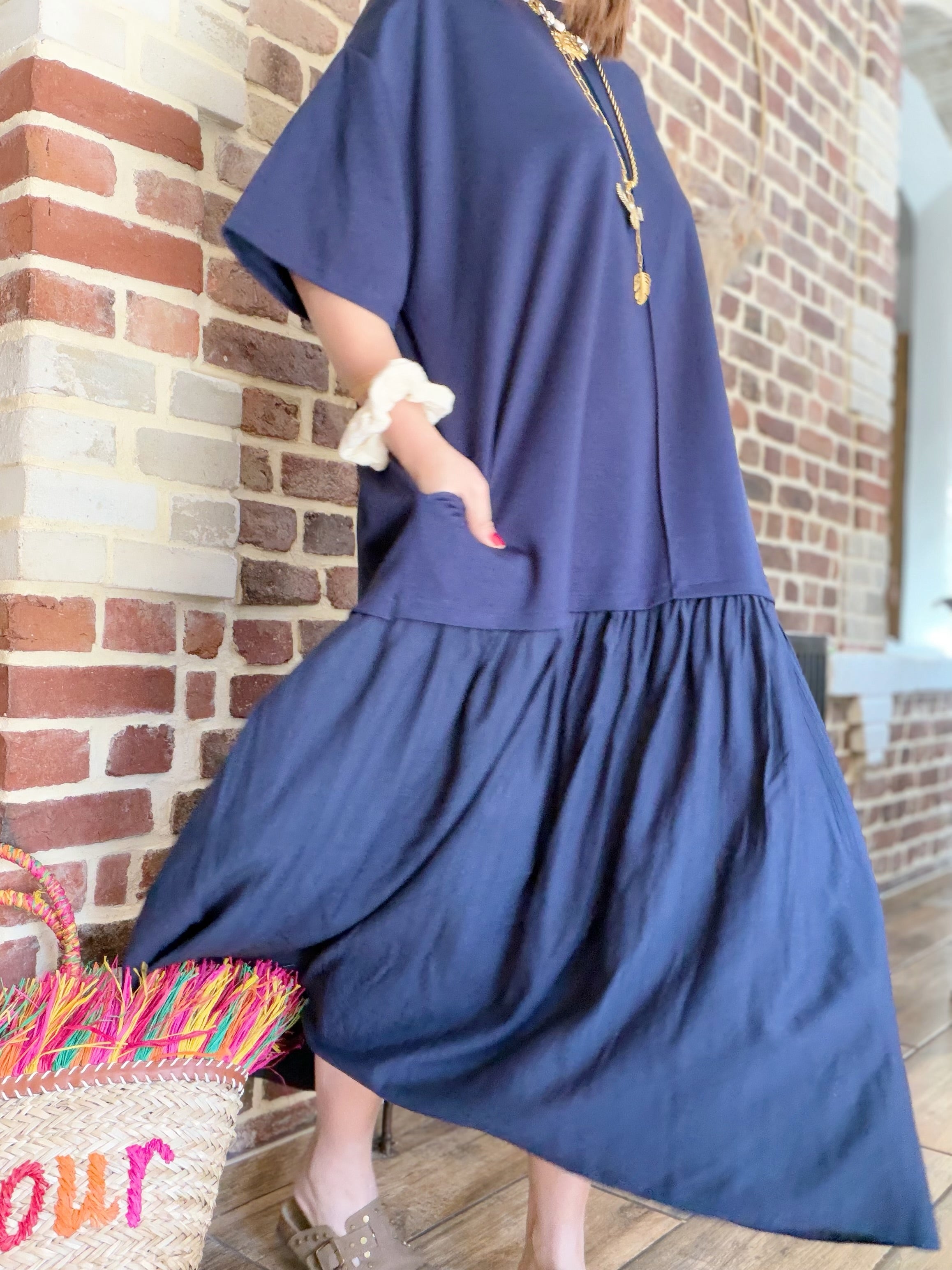 Robe longue bleu marine