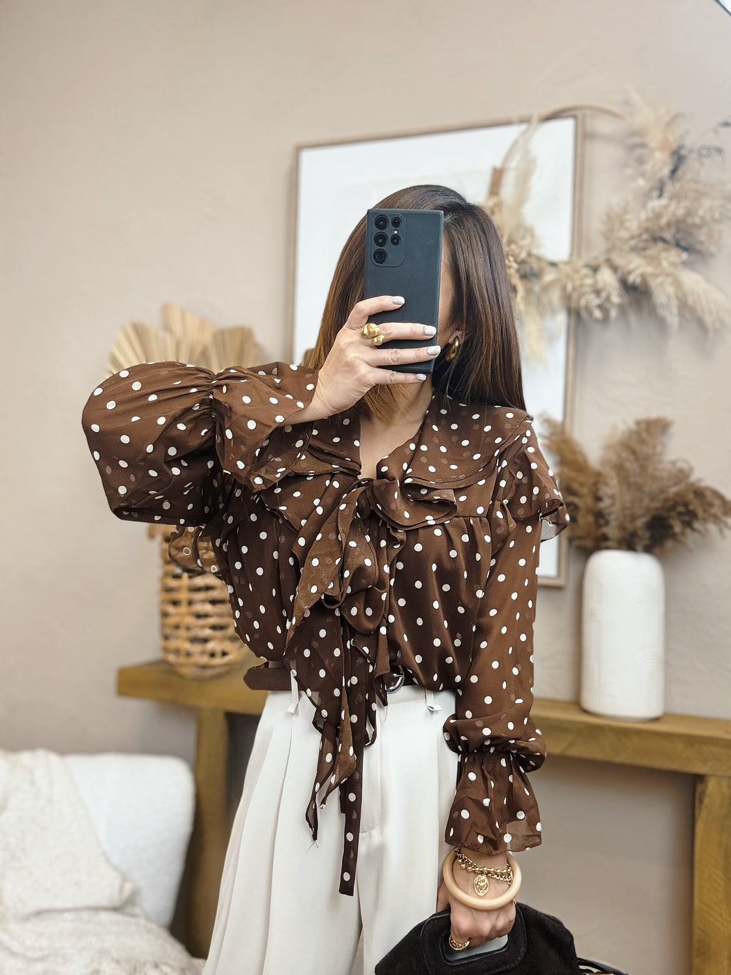 Blouse choco à pois