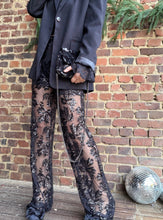 Charger l'image dans la galerie, Pantalon noir semi-transparent à strass
