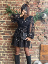 Charger l&#39;image dans la galerie, Robe à strass noire
