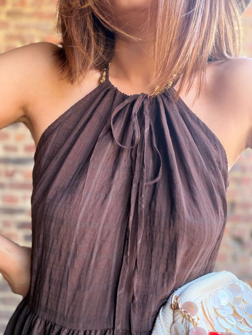 Robe chocolat longue bohème
