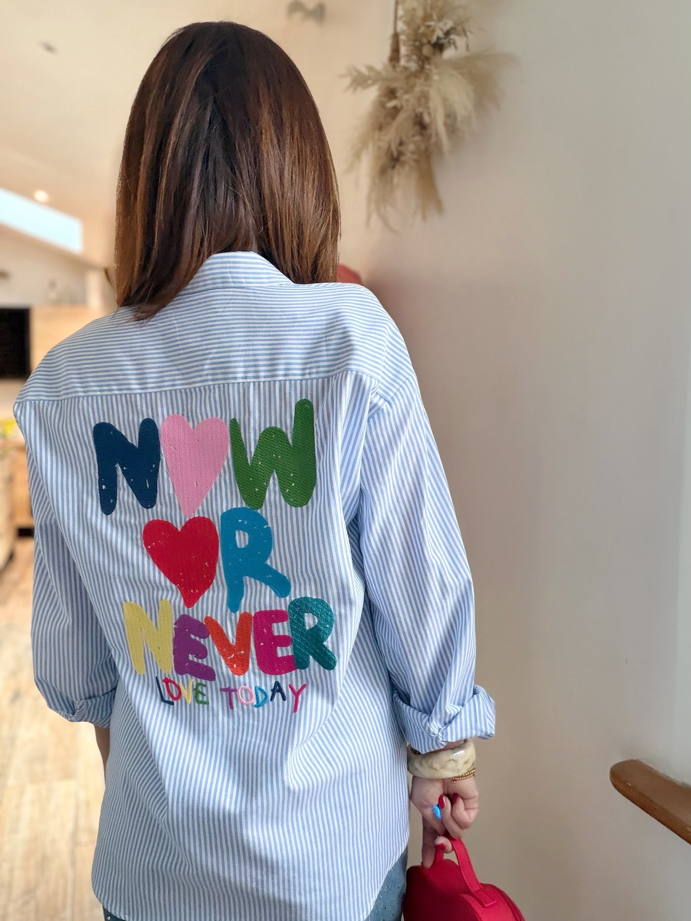 Chemise rayures cœur rouge