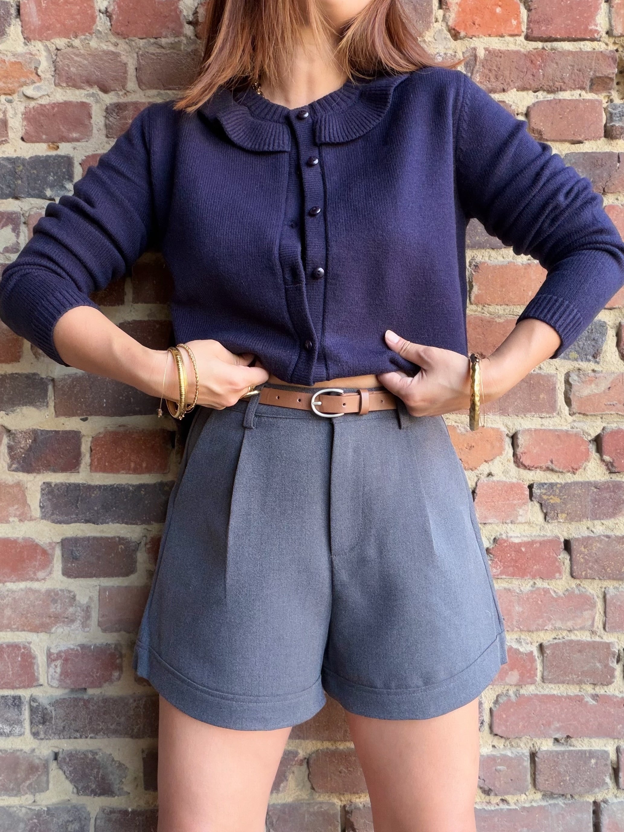 Gilet col claudine bleu marine