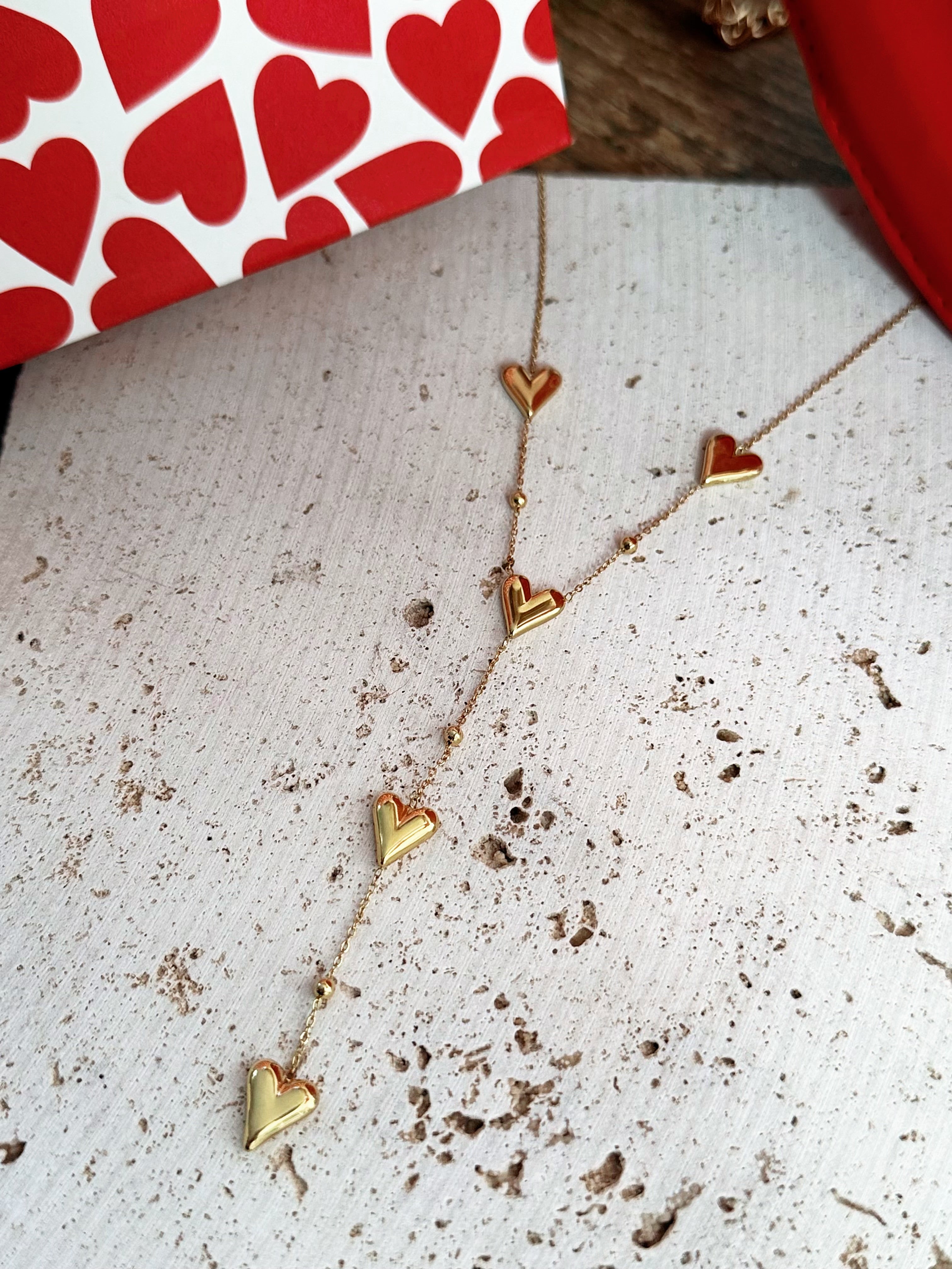 Collier cœurs acier inoxydable