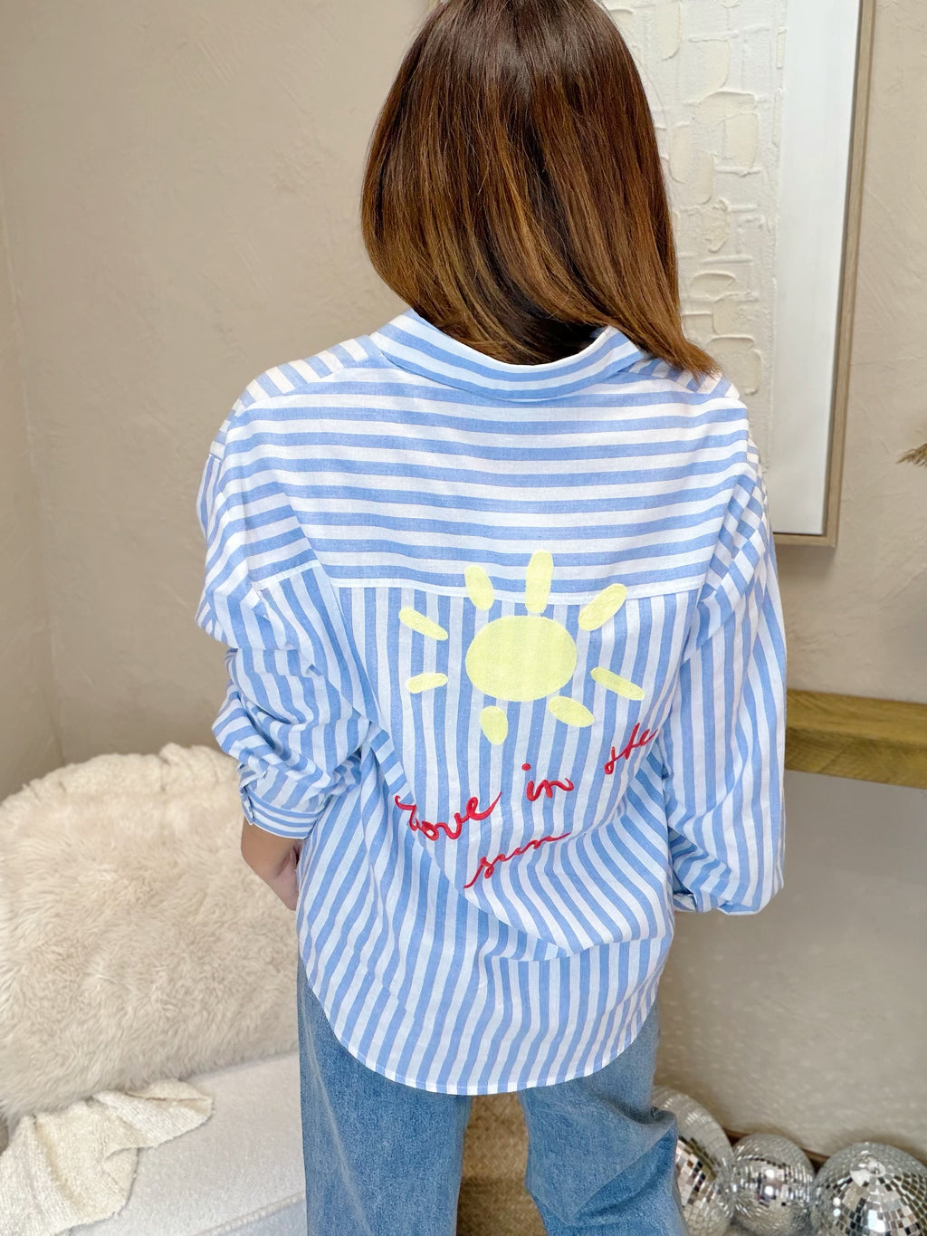 Chemise rayée bleue love