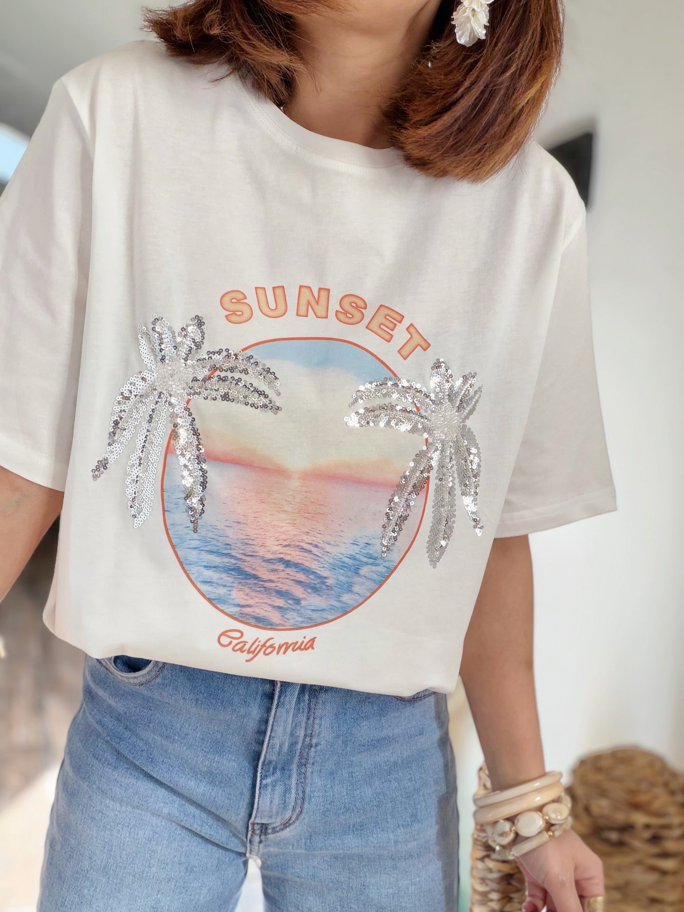 T-shirt Sunset à strass