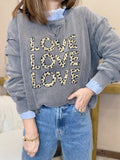 Sweat gris délavé love