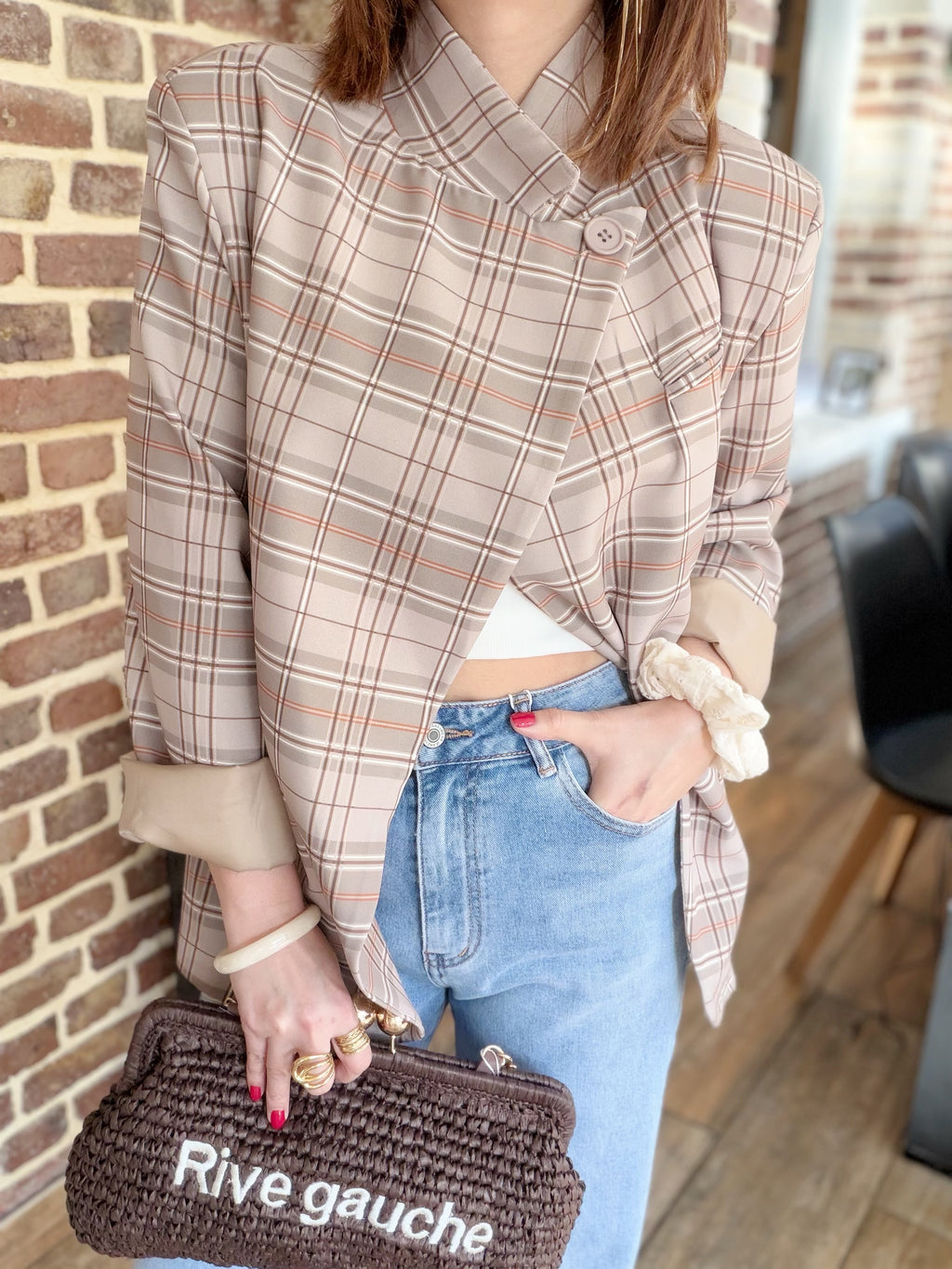 Blazer croisé à carreaux