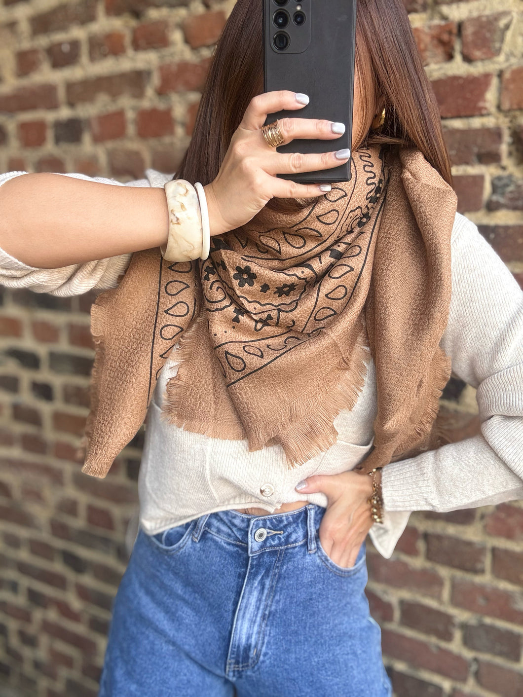 Écharpe Bandana camel