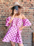 Robe épaules nues à pois