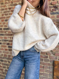 Pull beige mi-long