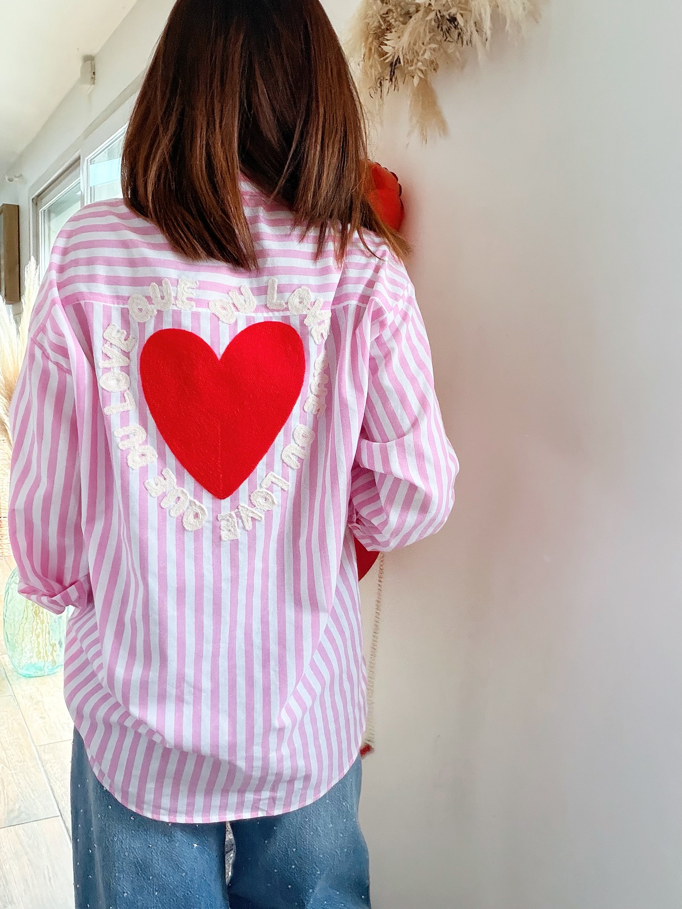 Chemise rose love que du love