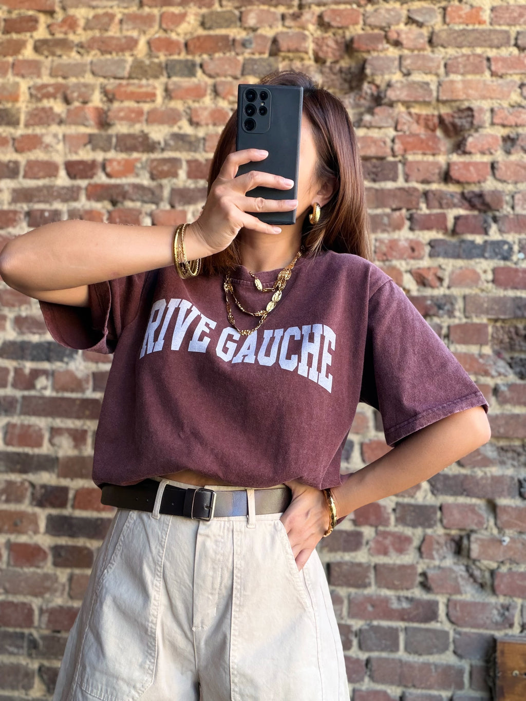T-shirt rive gauche bordeaux effet délavé