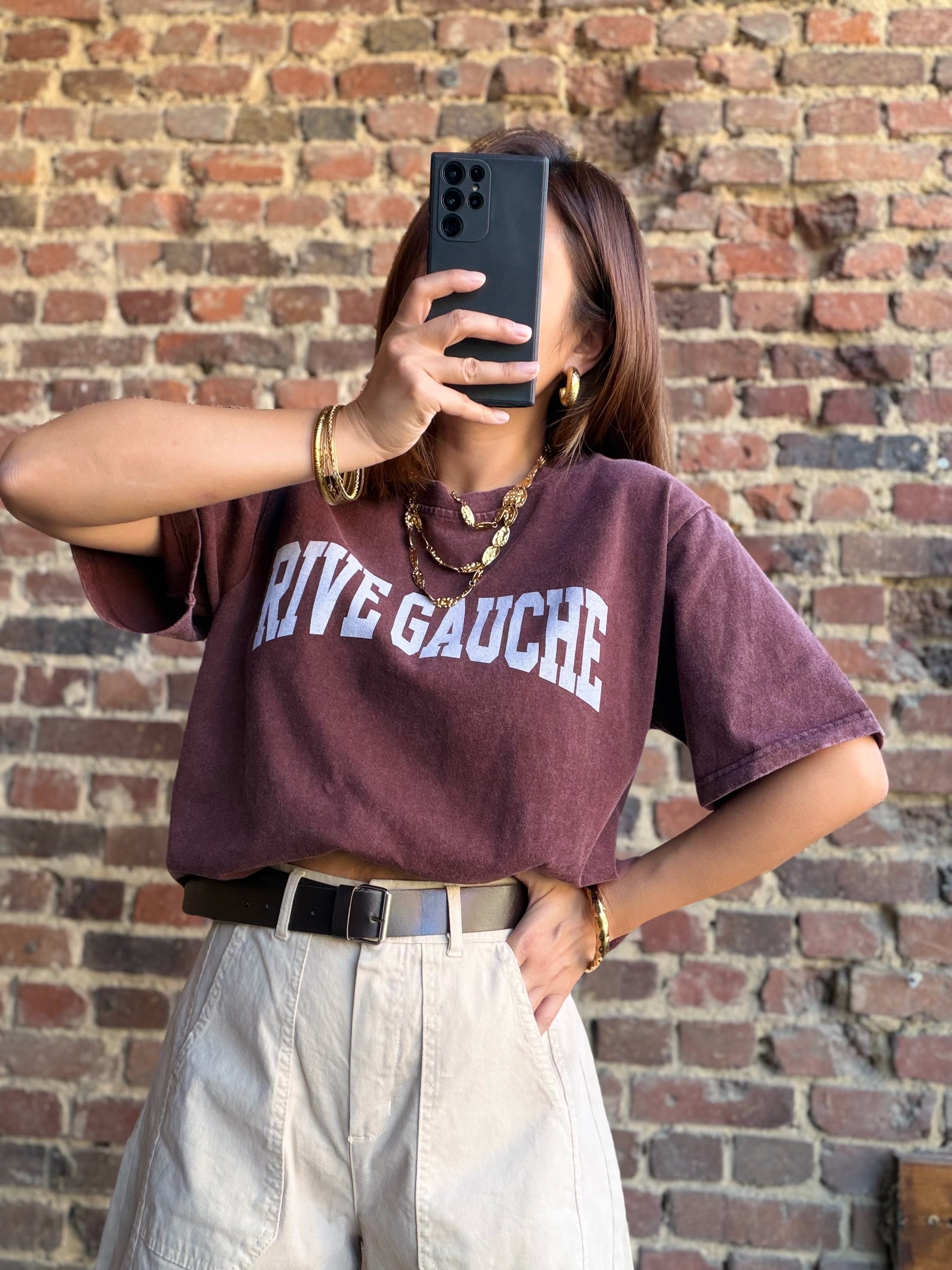 T-shirt rive gauche bordeaux effet délavé