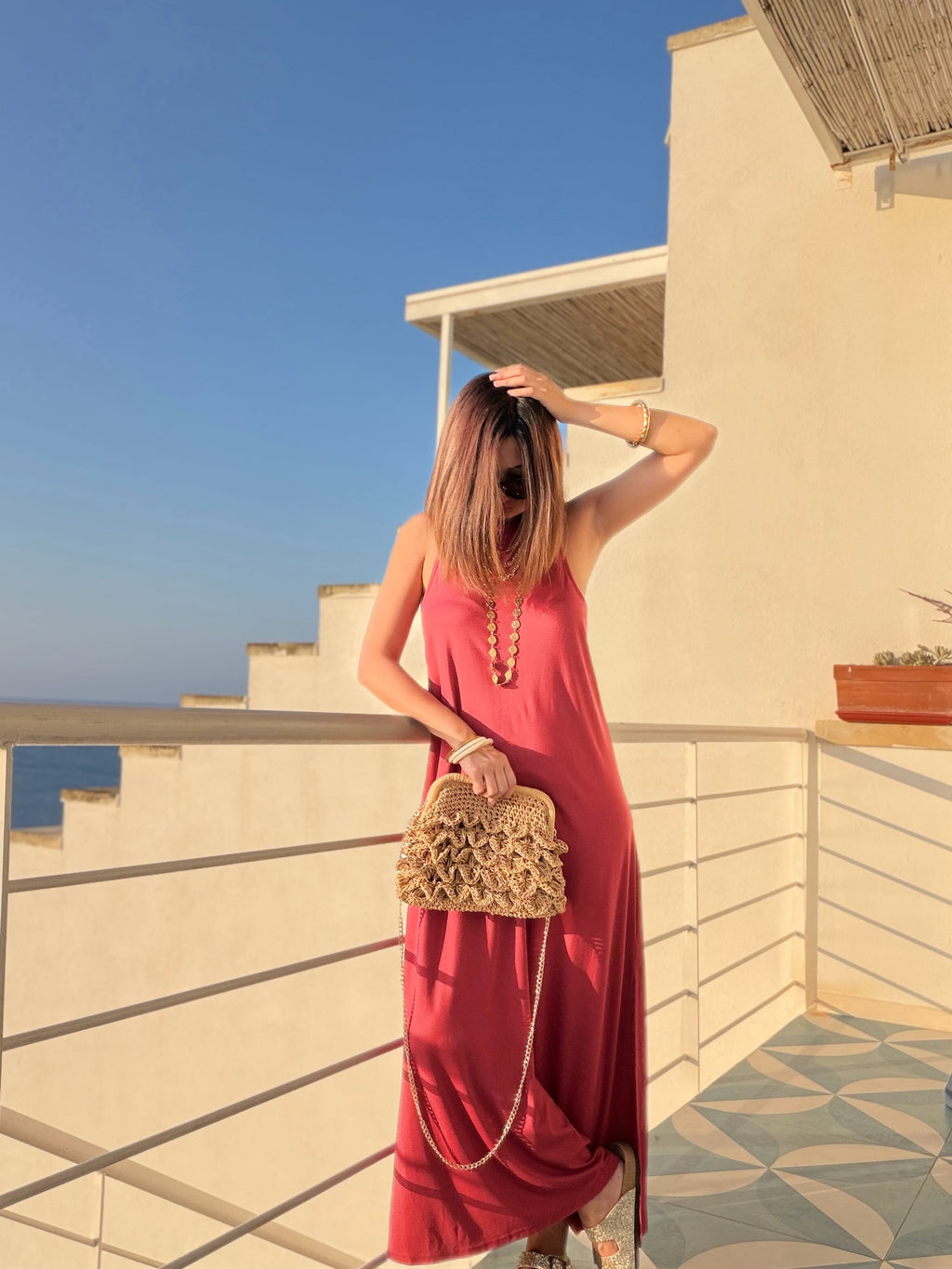 Robe droite terracotta