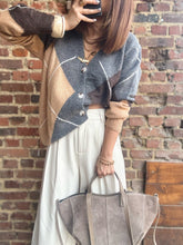 Charger l&#39;image dans la galerie, Gilet mi-long gris losange
